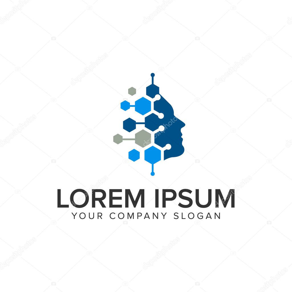 Human intelegent technology logo design concept template. fully editable vector