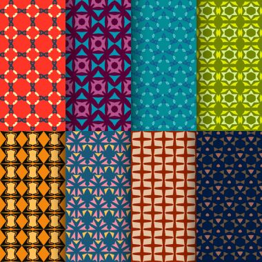 Sorunsuz dekoratif geometrik şekiller deseni kümesi