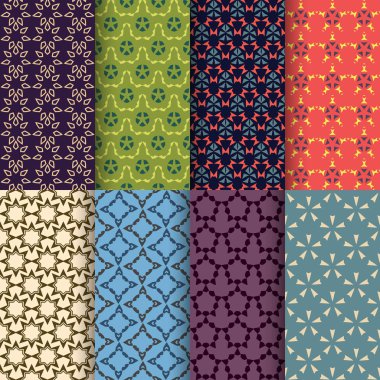 Sorunsuz dekoratif geometrik şekiller deseni kümesi