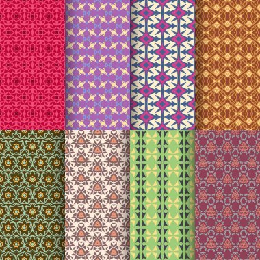 Sorunsuz dekoratif geometrik şekiller deseni kümesi