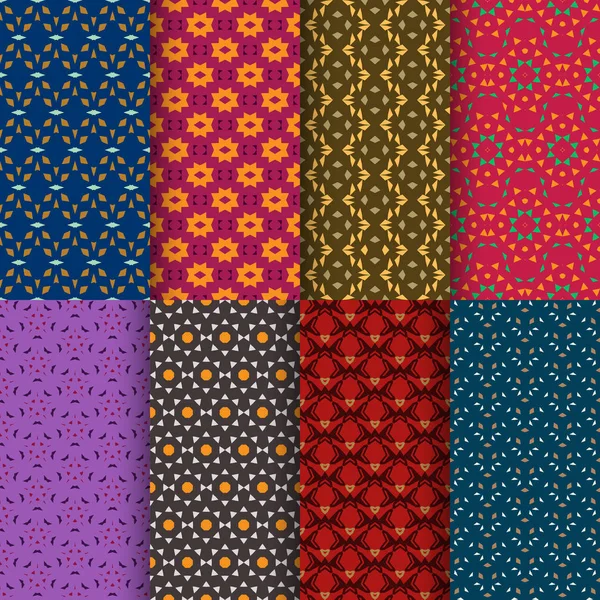 Set Van Naadloze Decoratieve Geometrische Vormen Patroon — Stockvector