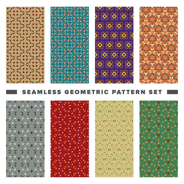 Set of seamless decorative geometric shapes pattern — Stock Vector