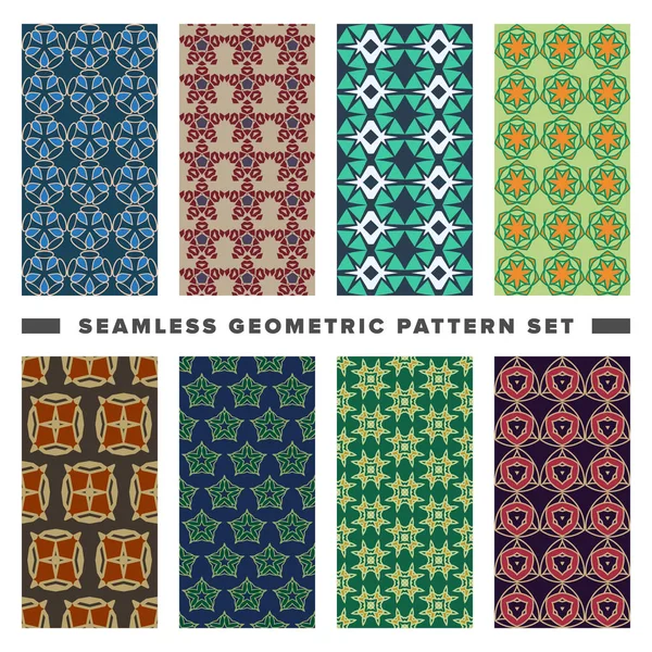 Set of seamless decorative geometric shapes pattern — Stock Vector