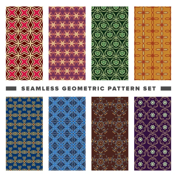 Set of seamless decorative geometric shapes pattern — Stock Vector