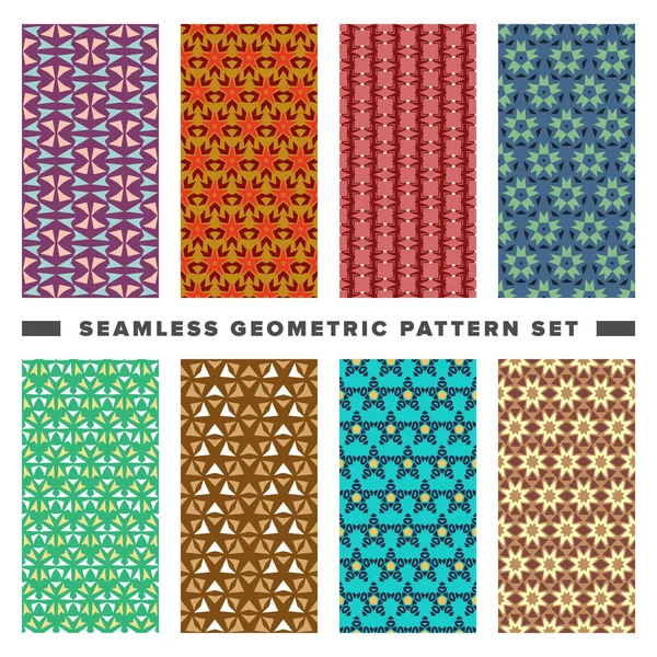 Set of seamless decorative geometric shapes pattern — Stock Vector