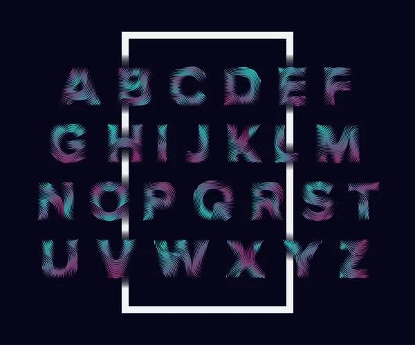 Line wave alphabet letters set. trendy Font style — Stock Vector