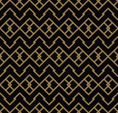 Soyut geometrik desen hatları, edikula A sorunsuz vektör arka plan ile. siyah ve altın doku