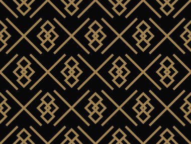 Soyut geometrik desen hatları, edikula A sorunsuz vektör arka plan ile. siyah ve altın doku