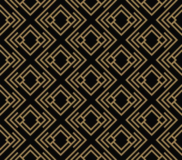 Patrón geométrico abstracto con líneas, rombos Un fondo vectorial sin fisuras. textura negra y dorada — Vector de stock