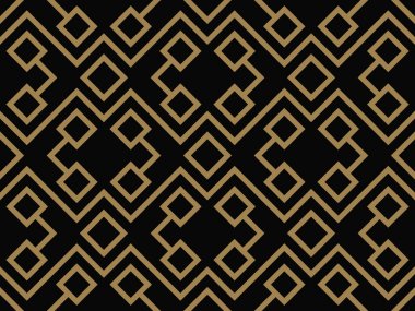 Seamless modeli ile kareler siyah altın diyagonal çizgili satırlar örgülü. Vektör süs arka plan. Fütüristik canlı tasarım.