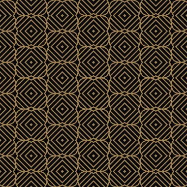 Seamless modeli ile kareler siyah altın diyagonal çizgili satırlar örgülü. Vektör süs arka plan. Fütüristik canlı tasarım.