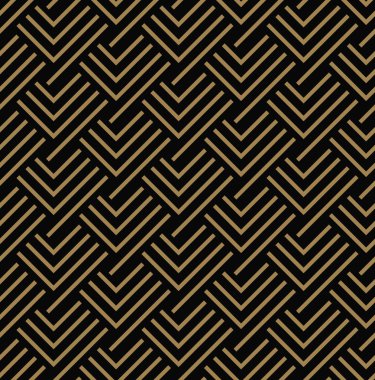Seamless modeli ile kareler siyah altın diyagonal çizgili satırlar örgülü. Vektör süs arka plan. Fütüristik canlı tasarım.
