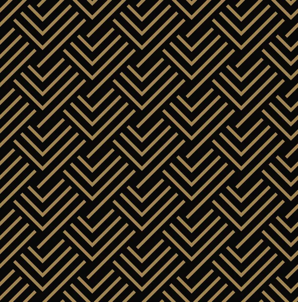 Seamless mönster med rutor, svart guld diagonal flätad randiga linjer. Vector prydnads bakgrund. Futuristisk pulserande design. — Stock vektor