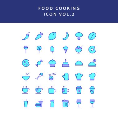 yemek pişirme simgesi seti ana hatlar seti vol 2