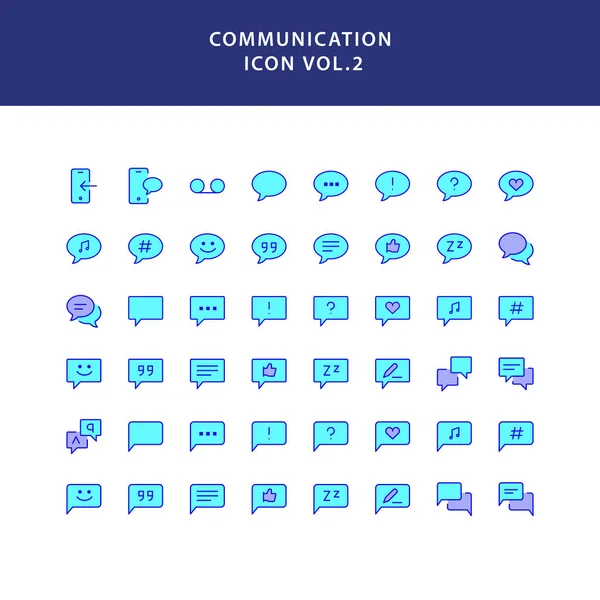 Comunicação preenchido conjunto de ícone esboço — Vetor de Stock