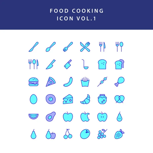 Icono de cocina de alimentos llenado esquema conjunto vol 1 — Vector de stock