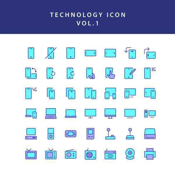 Tecnologia preenchido ícone esboço definido vol1 — Vetor de Stock
