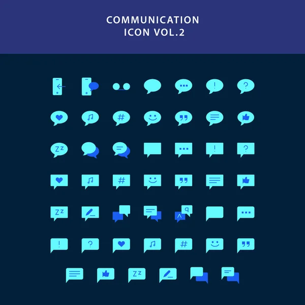 Comunicação estilo plano conjunto ícone de design — Vetor de Stock