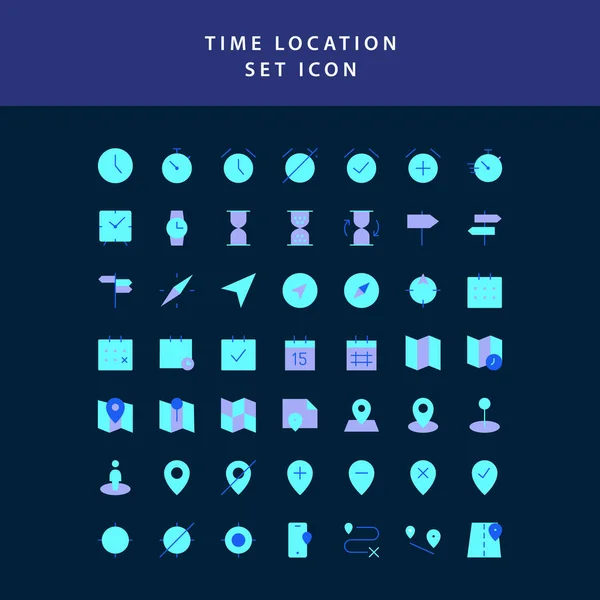 Localização do tempo ícone de design de estilo plano definido — Vetor de Stock