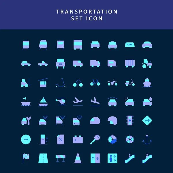 Transporte estilo plano icono de diseño conjunto — Vector de stock