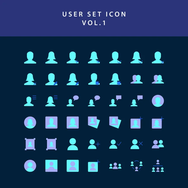 Usuário design de estilo plano ícone definido vol1 — Vetor de Stock
