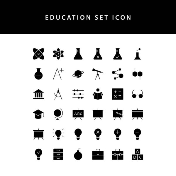 education glyph style  icon set
