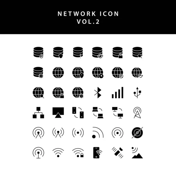 Conjunto de iconos de estilo glifo de red de computación en nube vol2 — Vector de stock