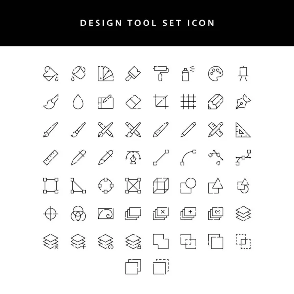 Ícones de ilustração vetorial conjunto de itens de designer gráfico e ferramentas esboço ícone conjunto — Vetor de Stock