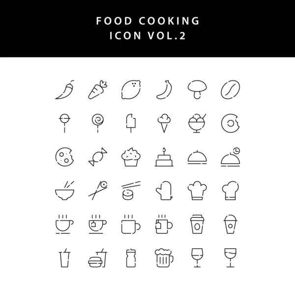 Conjunto de iconos de cocina de alimentos conjunto de esquema vol 2 — Vector de stock