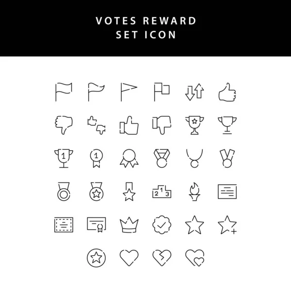 Recompensa y votos esquema icono conjunto — Vector de stock