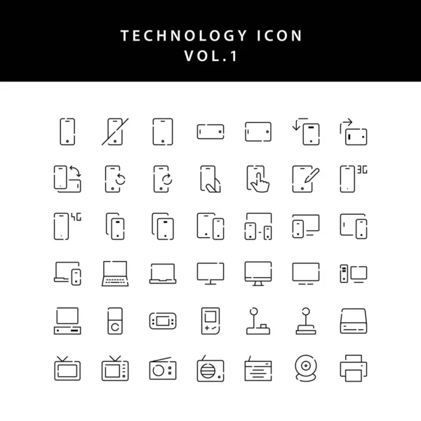 Tecnología esquema icono conjunto vol1 — Vector de stock