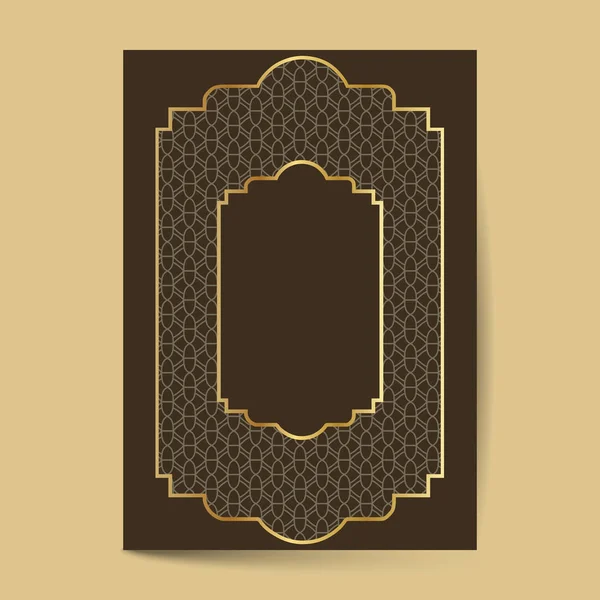 Diseño de cubierta premium de lujo con fondo de patrón vintage, marco ornamental antiguo, adorno de oro victoriano, diseño de portada adornado — Vector de stock