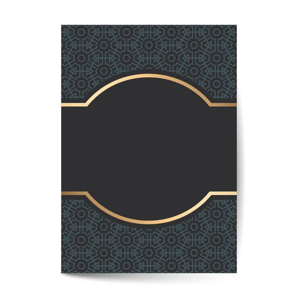 Diseño de portada de lujo con fondo de patrón, tarjeta de felicitación antigua, portada de página adornada, plantilla de patrón ornamental para diseño — Vector de stock