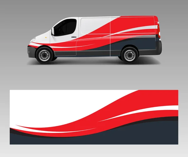 Vettore Modello Van Wrap Design Con Forme Onda Decalcomania Involucro — Vettoriale Stock