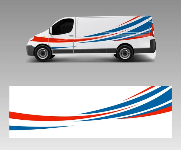 Vehicle Decal Wrap Design Cargo Van Vector Graphic Abstract Wave — Stock Vector