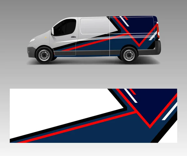貨物バンラップベクトル 包装ブランド車のためのグラフィック抽象的なストライプデザイン — ストックベクタ