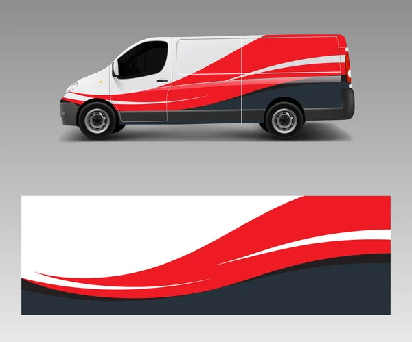 Van Wrap Design Template Vektor Mit Wellenformen Aufkleber Wrap Und — Stockvektor