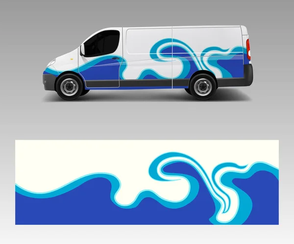 Carro Decalque Van Com Desenhos Mar Onda Desenhos Envoltório Modelo — Vetor de Stock