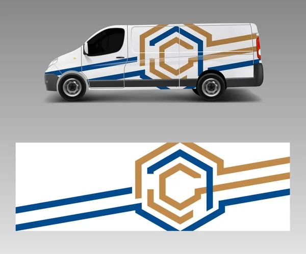 Carro Decalque Van Desenhos Desenhos Envoltório Modelo Vetor — Vetor de Stock