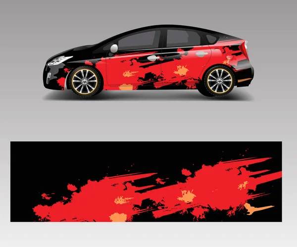 汽车包装贴纸设计矢量 拉力赛 冒险模版设计矢量的图形化抽象赛车设计 — 图库矢量图片