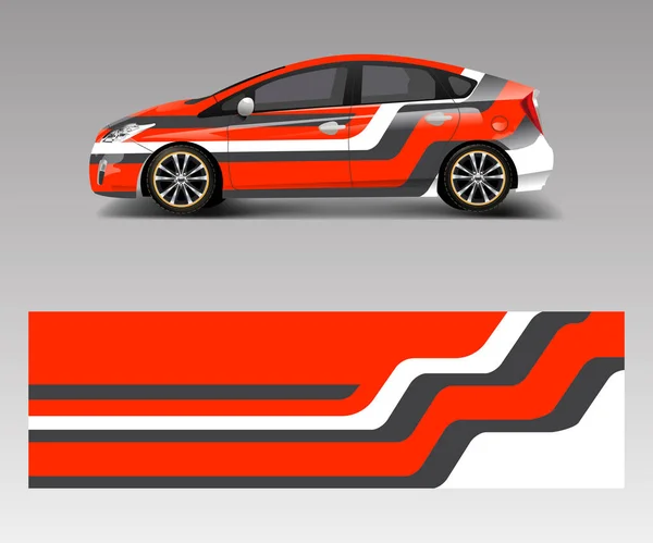 Yarış Arabası Şalı Şirket Araba Ambalajı Çıkartması Decal Şablon Tasarım — Stok Vektör