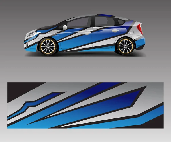 Car Decal Wrap Designvektor Mit Wellenelement Grafische Abstrakte Wellenformen Rennen — Stockvektor