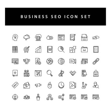 Siyah renk tasarımı ile Business Seo simgesi seti.