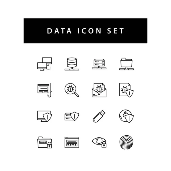 Conjunto Iconos Para Compartir Datos Con Diseño Estilo Contorno Color — Vector de stock