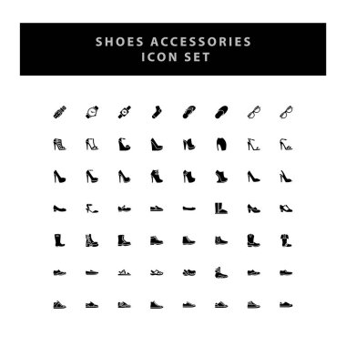 Shoes vector icon set with glyph style design clipart