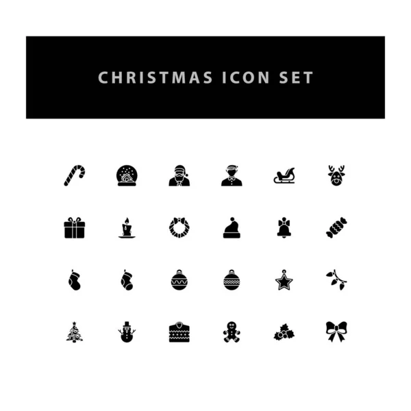 Icono Vector Navidad Conjunto Con Diseño Estilo Glifo — Vector de stock