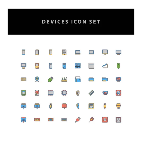 Conjunto Iconos Vector Dispositivo Tecnología Con Diseño Estilo Contorno Lleno — Vector de stock