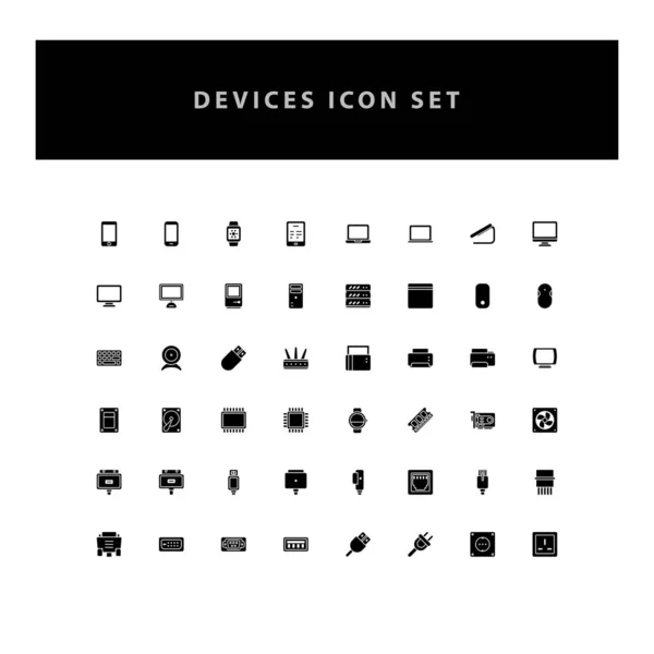 Dispositivo Tecnología Icono Vectorial Conjunto Con Diseño Estilo Glifo — Vector de stock