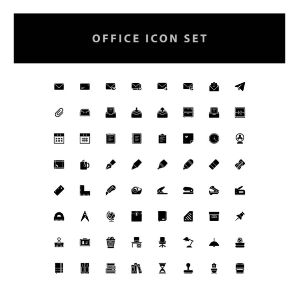 Iconos Vectoriales Oficina Con Diseño Estilo Glifo — Vector de stock