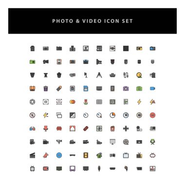 Video ve Fotoğraf vektörü Simgesi Dolu tasarım biçimi